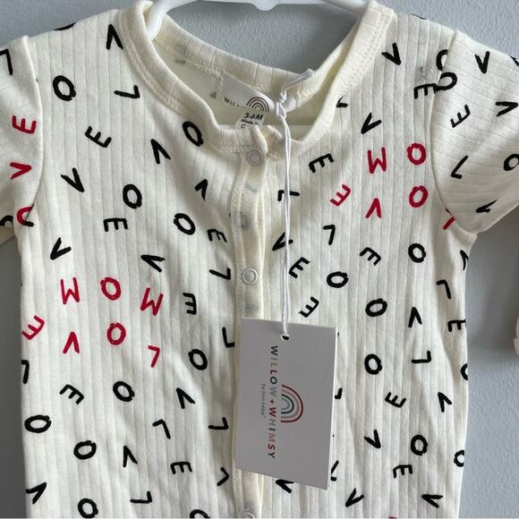 Willow + Whimsey By Bon Bebe One Piece Jumper Sleeper Love Mom Alphabet Soup 3-6 - Picture 3 of 5
